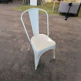C72819 - White Metal Cafe Chairs